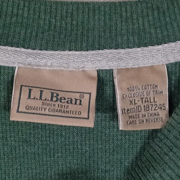 LL Bean Mens Waffle Knit Thermal Henley Size XL Tall Green Layers Outdoor Winter - Picture 4 of 8